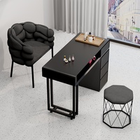 Ensemble table et chaise de manucure en cuir véritable de style japonais avec rangement pour salon de manucure - Design de luxe léger simple/double