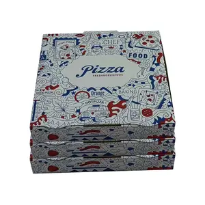 थोक पिज़्ज़ा दुकान विभिन्न आकार के खाद्य कस्टम आपूर्तिकर्ता सामग्री कस्टम लोगो के साथ अल टोरो सफेद और नीला पिज़्ज़ा बॉक्स