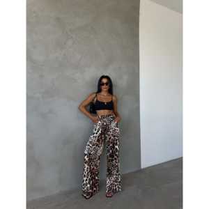 กางเกงขายาวผ้าซาตินเอวสูงกันยับสไตล์ลำลองสำหรับผู้หญิง - Product Image 4