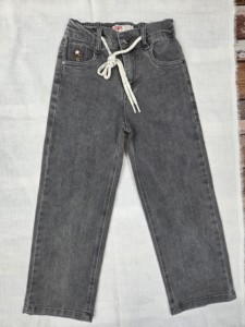 Gallant Ensemble de 6 pièces pour filles, jeans légers délavés à boutons, coupe droite ample personnalisée, en denim polyester/coton pleine longueur - Product Image 1