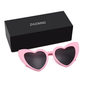 2022 Модные новейшие милые очки розовые солнцезащитные очки с индивидуальным логотипом в форме сердца для женщин