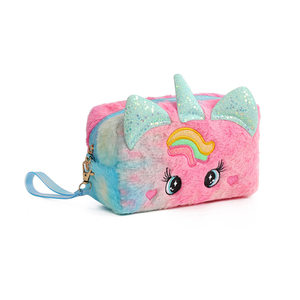 Trousse à crayons en peluche <span class=keywords><strong>licorne</strong></span> aux grands yeux, trousse de maquillage en peluche, jouets en peluche personnalisables avec logo pour enfants - Product Image 1
