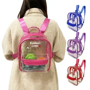 Custom Logo Kids Clear Pvc School Bag Backpack Waterproof Large Capacity Pocket Clear Transparent Pvc Back Pack
