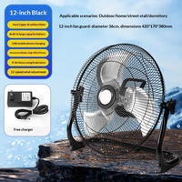 Ventilateur de sol solaire rechargeable 12 pouces, 12 vitesses, grande batterie, USB, portable, ventilateur de bureau DC pour extérieur, stand, maison, dortoir, Afrique, hors réseau