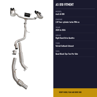 Échappement Catback à valves pour Audi A5 B10 2.0T Quattro RHD, montage direct, 2025 à 2026, avec silencieux à valves et embouts noirs quadruples, prêt à l'emploi