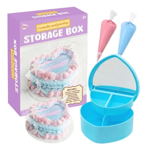 Kit de Caja de Tesoros con Forma de Corazón para <span class=keywords><strong>Niñas</strong></span>, Caja de Joyería DIY con Temática Oceánica, Manualidades para <span class=keywords><strong>Niñas</strong></span>, Regalo de San Valentín con Slime Cremoso - Product Image 1