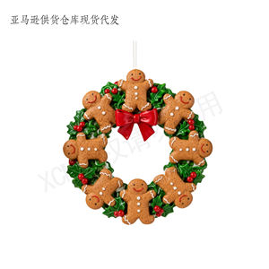 Affascinante Decorazione Artigianale in Poliresina: Ghirlanda di Pan di Zenzero, Regalo Raffinato per Natale in Stile Western - Product Image 3