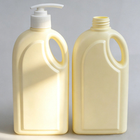 Bouteille plate en PEHD de 500 ml avec poignée et pompe pour gel douche, shampoing, après-shampoing, soins capillaires, liquide vaisselle