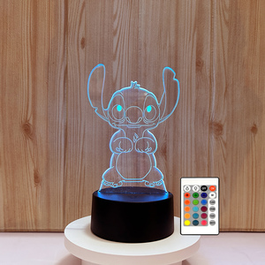 Lampu malam 16 warna dasar hitam 3D Illusion Stitch dengan Remote Control - Product Image 1