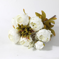 Bunga Sutra Peony Buatan 13 Tangkai, Laris Manis, untuk Dekorasi Pernikahan & Natal, Tersedia Berbagai Warna