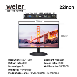 Weier Màn Hình LCD Giá Rẻ 17 19 20 22 24 Inch 1080P 60HZ 75HZ TN Màn Hình Hiển Thị Màn Hình Máy Tính Để Bàn - Product Image 3