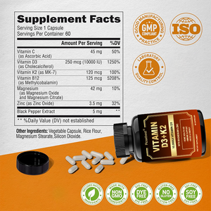 โรสเบสท์ วิตามินดี3 และเค2 บี12 สูตรเข้มข้นพิเศษ คุณภาพสูง บรรจุภัณฑ์ขายส่งแบบแคปซูล พร้อมแมกนีเซียมและสังกะสี - Product Image 6