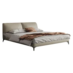 OEM продвижение итальянского дизайна кожаная кровать роскошная мебель для спальни Кожаная подушка кровать размера «King-Size»