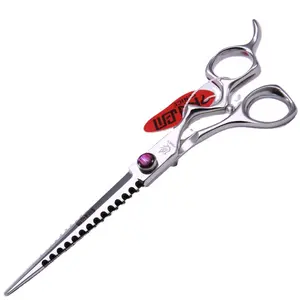 Fenice Serrated Edge Pet Grooming dog Scissors cutting straight shears for Dogs