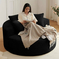 Fauteuil douillet rond en velours côtelé compressé dans une boîte, fauteuil géant sans assemblage