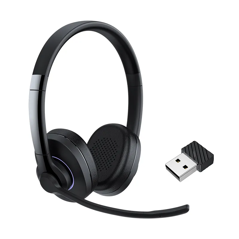 Bluetooth Headset with Microphone Wireless Headset with Noise Cancelling Mic On Ear Headphone with USB Dongle & Mute Button