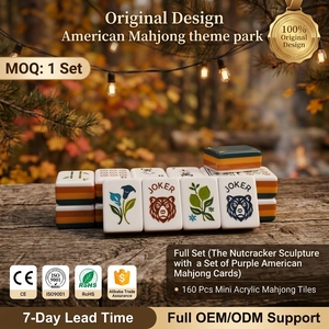 Juego de Mahjong Americano de Acrílico, Resistente al Agua, con Diseño de Oso y Joker, Ideal <span class=keywords><strong>para</strong></span> Piscina, Cabaña, Bosque, Recreación, con Fichas en Capas, Certificado CE - Product Image 1