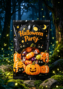 <strong>Halloween</strong> Themed Transparent Window Bag Soft Candy Frozen Nuts <strong>Chocolate</strong> with Window Design Plastic Bag Back Seal Packaging Bag - Product Image 4