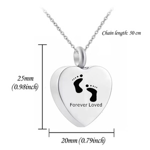 Collier Cœur en Acier Inoxydable Gravé, Pendentif Urne Commémorative, Chaîne à Maillons pour Anniversaire - Product Image 3