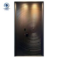 Puerta de Entrada Comercial de Madera Maciza y Acero Inoxidable Prima, con Pantalla de Fibra de Vidrio Resistente al Agua, para Uso en Exteriores de Apartamentos y Hoteles