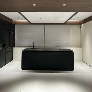 Modèle de luxe îlot de cuisine en pierre frittée îlot <span class=keywords><strong>noir</strong></span> ensemble de meubles de cuisine haut de gamme - Product Image 3