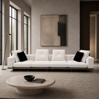 Canapé modulaire en forme de L, revêtement en cuir véritable, housses amovibles, dossiers détachables, pieds en métal, design minimaliste