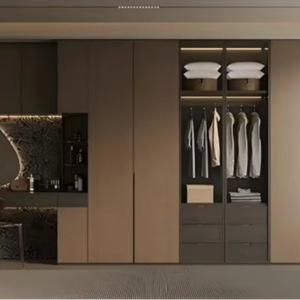 Armoire sur mesure en bois pour salon, organisateur de vêtements, design moderne, dressing, penderie - Product Image 1