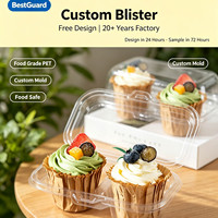 Barquette à pâtisserie personnalisée à 2 compartiments, barquette intérieure en plastique thermoformé de qualité alimentaire pour l'emballage à emporter de cupcakes et muffins