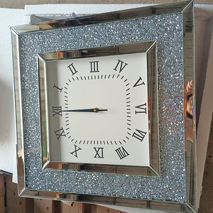 Luxury Elegant Modern Silver Crushed Diamond Mirror Hanging Wall <strong>Clock</strong> Needle Display <strong>for</strong> Weddings Back to <strong>School</strong> &amp; Easter - Product Image 2