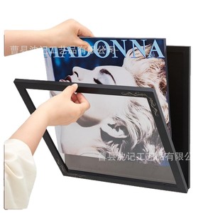 Wooden Record Frame Wall <b>Storage</b> <b>Box</b> Rectangular Horizontal Durable Poster <b>Photo</b> CD Album Display - Product Image 3