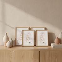KAIWIN A5 Bingkai Foto Akrilik Oak Premium Cetak UV Set 3 Buah Bingkai Poster 14.8x21cm Meja/Dinding Inovatif dengan Penyangga