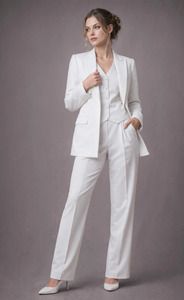 Conjunto de Traje de Tres Piezas para Mujer, Blazer Elegante, Chaleco y Pantalones, Atuendo Formal para Invitadas de Boda, Ropa Profesional de Negocios para Mujer - Product Image 3