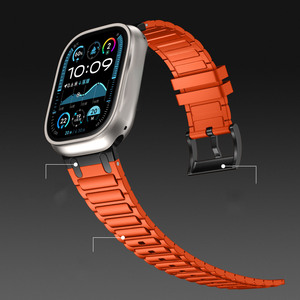 Pulsera de silicona suave de diseño de lujo, correa de reloj inteligente, hebilla de Metal para la serie IWatch, pulsera ultraimpermeable de 42/44/45/49mm - Product Image 3