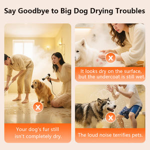 Sèche-cheveux pour animaux de compagnie, design original, respectueux de l'environnement, 4 moteurs sans balais, <span class=keywords><strong>vitesse</strong></span> variable, 110-240V, souffleur d'eau universel pour animaux de compagnie - Product Image 4