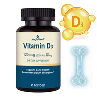 AegleWell Vitamine D3 Haute Concentration en Capsules Molles, Formule Facilement Absorbable pour une Utilisation Stable du Calcium, Bien-être Osseux pour Hommes et Femmes