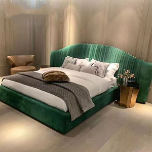 Moderne Luxe Kingsize Bed Breed Hoofdeinde Met Goud Roestvrijstalen Stof Slaapkamerbedset Ontwerpen Meubels - Product Image 5