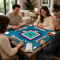 Tapis de Mahjong Portable Gedgan en Néoprène Antidérapant et Anti-Bruit, 32,4x32,4 Pouces, Housse de Table Rose pour 6 Joueurs Adultes