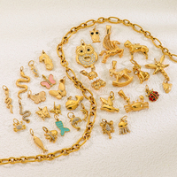 Série animale, breloques en or 18 carats à faire soi-même, cheval, chien, serpent, papillon, poisson, crabe, pour la fabrication de bracelets, breloques en acier inoxydable, vente en gros