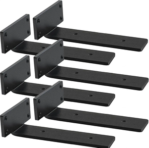 모던 블랙 & 화이트 L자형 헤비 듀티 냉간 압연 강철 분체 도장 건축 등급 플로팅 선반 지지대 (모든 벽에 사용 가능) - Product Image 3