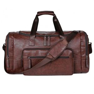 Women Men Workout Tote Sports <b>Overnight</b> Travel Leather Duffle Weekender <b>Bag</b> - Product Image 3