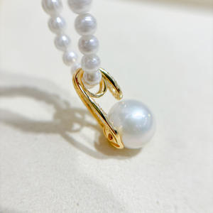 Pendentif en argent S925 avec perles rondes de 11-14 mm, collier simple en jade à faire soi-même avec support vide, accessoire de la collection 31105 - Product Image 2