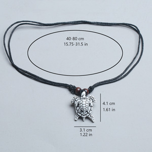 <span class=keywords><strong>Collier</strong></span> d'amitié rétro en corde tressée extensible avec pendentif tortue mère et enfant, style hip-hop cool pour les soirées en boîte de nuit - Product Image 2
