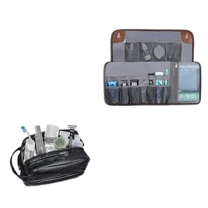 Men's Portable PU Toiletry <b>Bag</b> with Zipper Closure Travel Essentials <b>Roll</b> Organizer for Hygiene Storage - Product Image 2