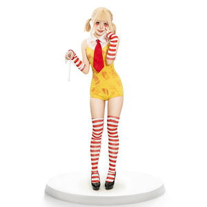 Body de payaso amarillo para mujer con corbata roja y guantes a rayas para disfraz de cosplay de fiesta de Halloween, conjunto de punto elástico para mujer - Product Image 5