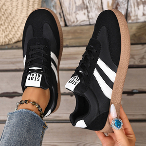 Baskets basses en daim <span class=keywords><strong>bordeaux</strong></span> pour femmes, avec lacets et rayures blanches, style rétro décontracté, plateforme pour le streetwear quotidien - Product Image 3