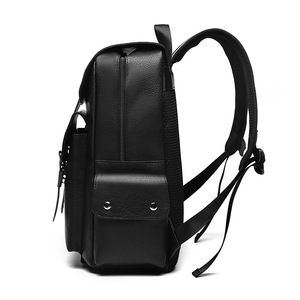 Custom British <b>Retro</b> Soft PU Leather Backpack, Casual Large-Capacity Travel Backpack with Belt Buckle - Product Image 2