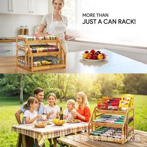 Étagère de rangement en bois à 3 niveaux avec séparateurs flexibles et inclinaison intelligente pour l'organisation du comptoir de cuisine - Product Image 2