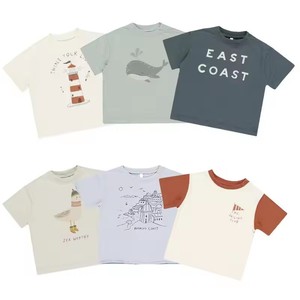 Camiseta de algodón de verano para niños con estampados de faro, ballena y castillo en varios colores, camisetas para niños y niñas, ropa para niños y niñas - Product Image 1