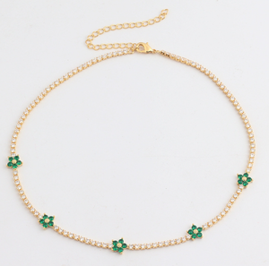 Splendido fiore pieno cz collana girocollo con zirconi collana di moda placcata vecchia 18 carati gioielleria quotidiana per donna ragazza - Product Image 5