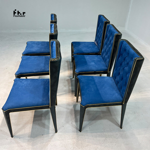 Customizable Royal Blue Velvet Dining <b>Chair</b> Set Tufted <b>Back</b> Wholesale for Home Commercial Use - Product Image 6